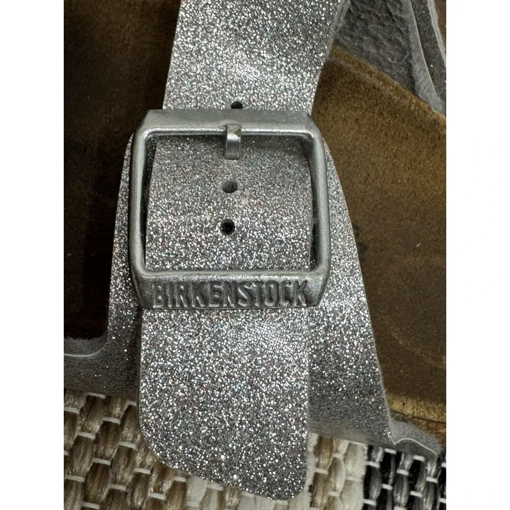 Birkenstock Arizona Sandals Kid's Size 3 EU 33 Silver Glitter Slide Buckle